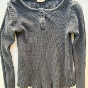 GAP kids Gray Waffle Long Sleeve